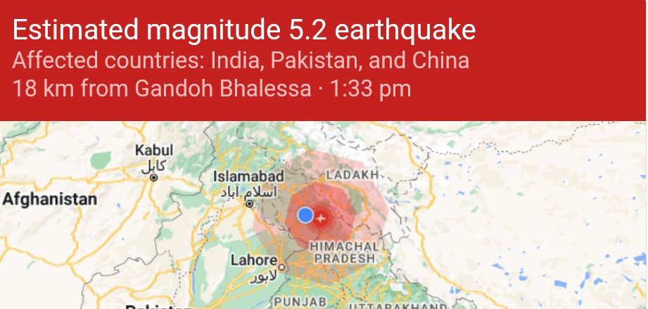 Earthquake shakes Distt. Doda & Other parts of J&K